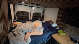 Cozy-Night-Luxury-Van-Camping-In-Heavy-Rain-With-My-Dog